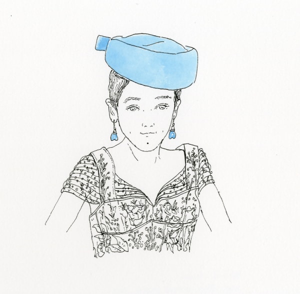 Christelle Téa, Self-portrait with a Bibi, Mademoiselle Chapeaux, Bianca model, bespoke, in rabbit felt, 2019