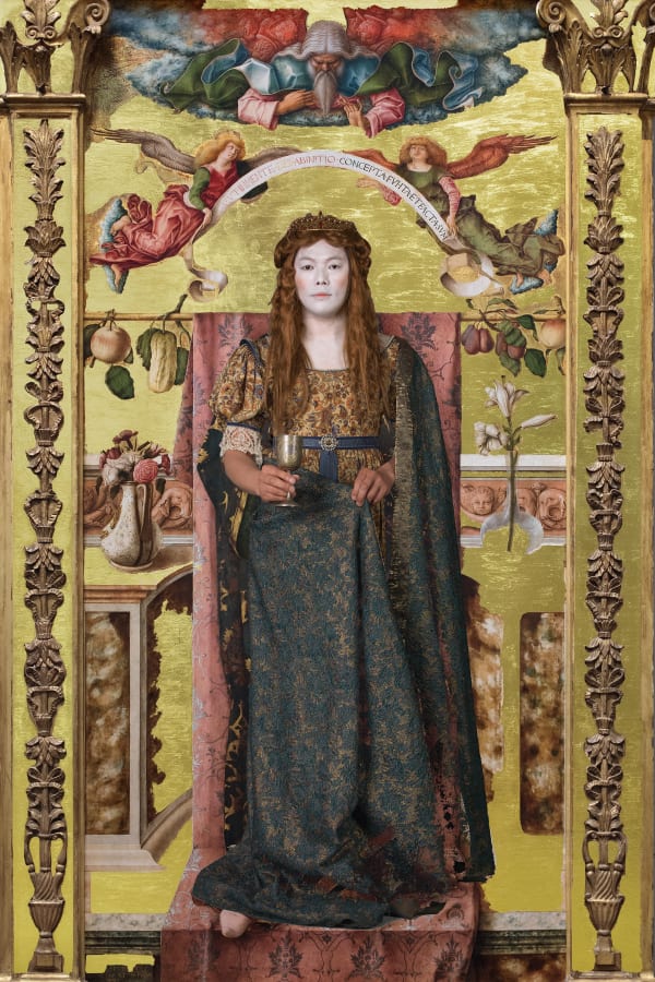 Chan-Hyo Bae, From the series Jumping into, The Immaculate Conception, Carlo Crivelli, 2017