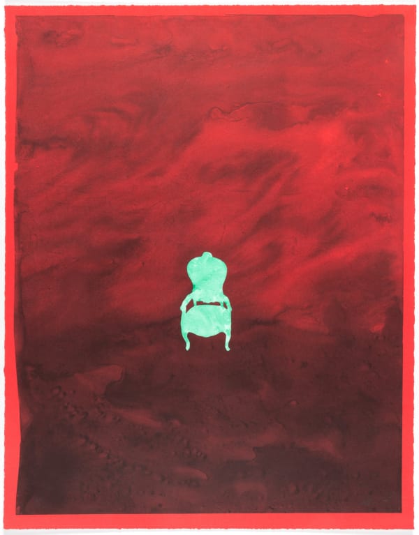 HM Queen Sonja and Håvard Homstvedt, Uten tittel (grønn stol i rødt rom), 2022