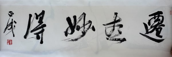 Liu Zhengcheng, 迁想妙得四字横屏 Four-Character Horizontal Calligraphy Scroll: Shifting Thought, Marvelous Attainment , 2025