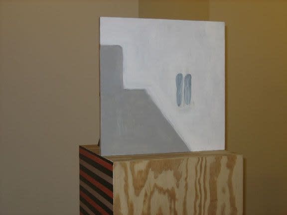 Pam Lins, Folks straggling along vast stretches of concrete, heading into the plane, 2008