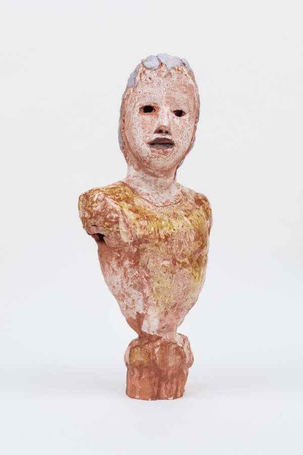 Elise Siegel, Portrait Bust with Amber Shirt and Faceted Base, 2017