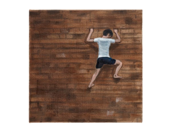 Matthew Krishanu, Boy Climbing a wall, 2022
