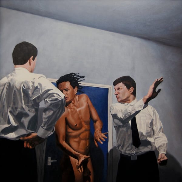 Kimathi Donkor, Portrait of the Artist Helping with Enquiries, 2005