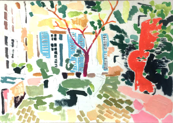 Tim Braden Paris Courtyard, 2021 oil on board 39.5 x 54.5 cm