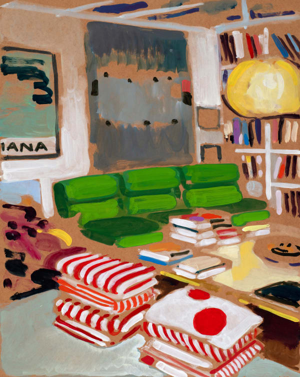 Interior (green futon and red stripes)