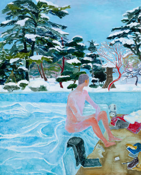 A man and a winter garden