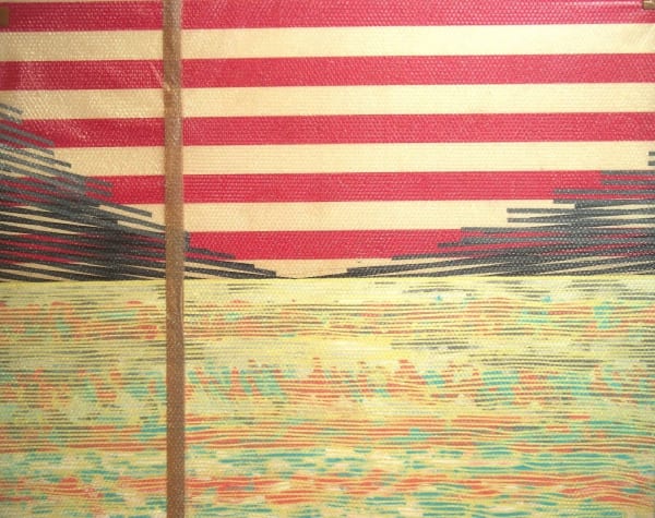 striped multi-colour oil painting by artist David Whitaker represented by Rebecca Hossack Gallery