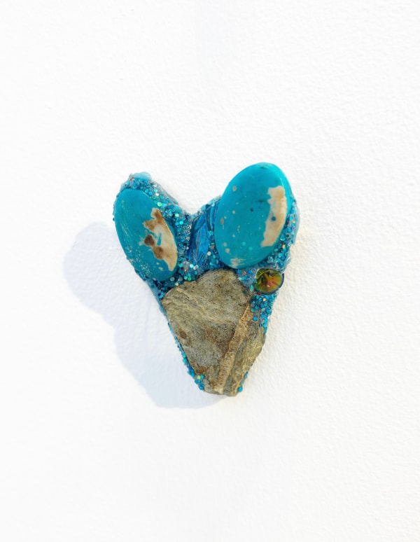 Andrew Logan, Folegandros - Turquoise Blue Heart with Stone, 2025