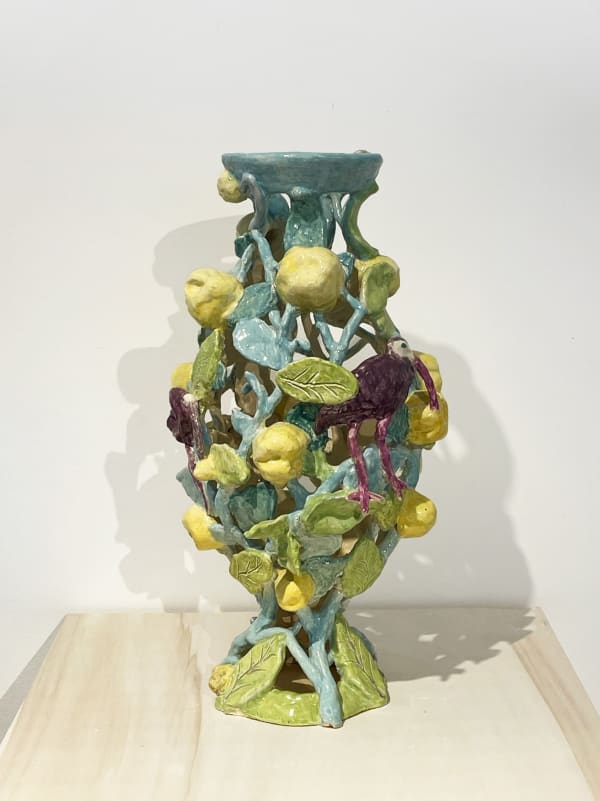 Fons van Laar, Vase Bird (ibis) & Fruit, 2021