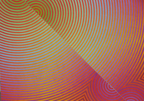 multi-colour oil painting by artist David Whitaker represented by Rebecca Hossack Gallery