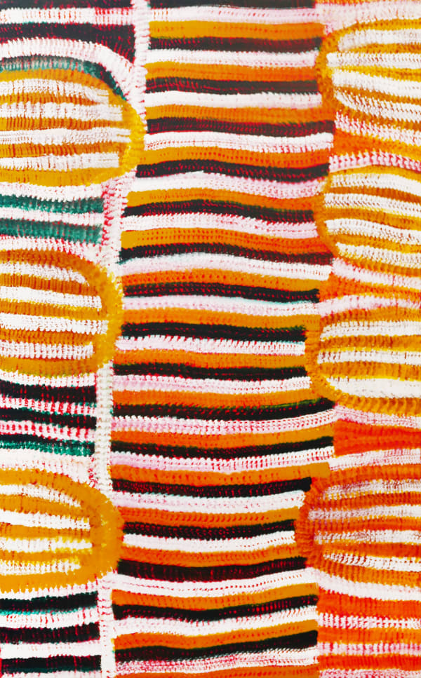 Barney Ellaga, synthetic polymer paint on linen, Ngukurr, Aboriginal artist and artwork.