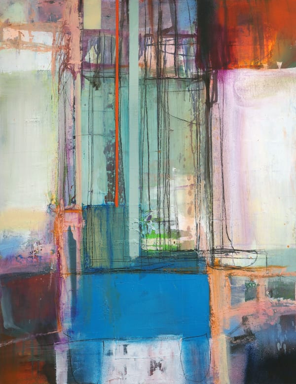 Abstract painting on paper by Danish artist Morten Lassen available at the Rebecca Hossack Art Gallery.