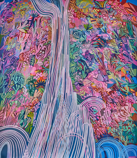 London based visual artist botanical bright colourful illustration in guache ion paper in series "the end of all our exploring"