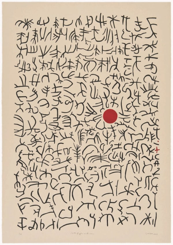 G. W. Bot Australian artist doing printmaking, painting, sculpture, and graphic art, linocut on Magnani paper