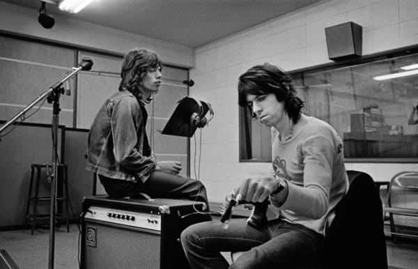 Jim Marshall, Mick Jagger and Keith Richards in their studio