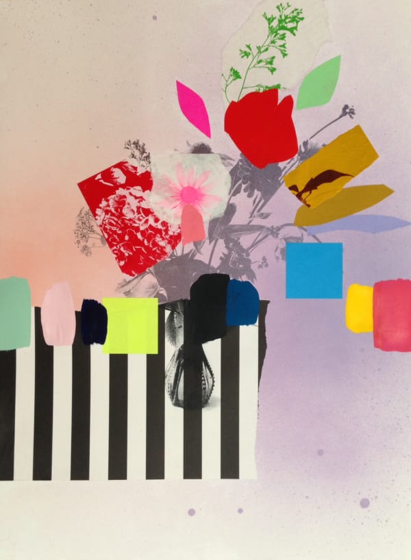 Emily Filler, Paper Bouquet (stripes + post-its), 2017