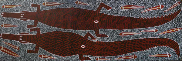 Sambo Barra Barra, synthetic polymer paint on canvas, Ngukurr, Aboriginal artist and artwork.