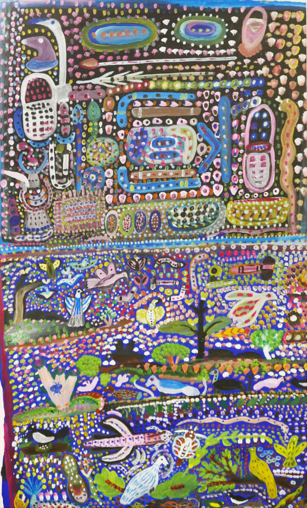 Gertie Huddlestone, synthetic polymer paint on canvas, Ngukurr, Aboriginal artist and artwork.