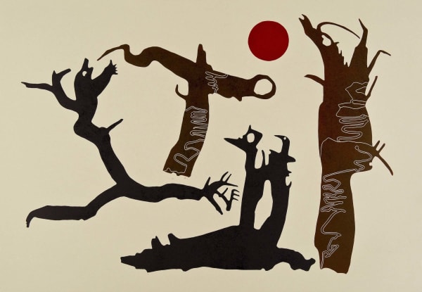 G. W. Bot Australian artist doing printmaking, painting, sculpture, and graphic art, linocut on Magnani paper