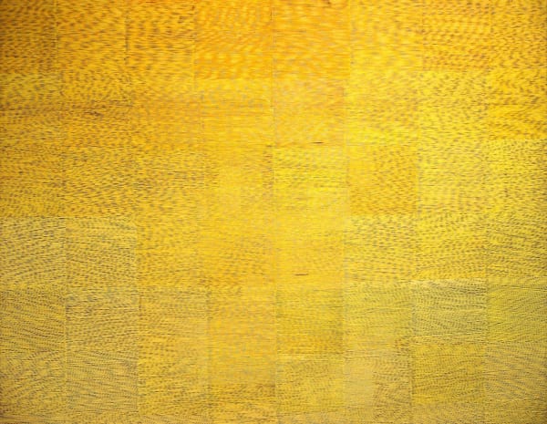 yellow oil painting by artist David Whitaker represented by Rebecca Hossack Gallery