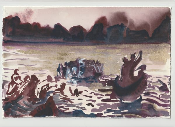 Alice Macdonald, Phleguyus Ferries Dante and Virgil Accross the Stygyan Swamp Where the Slothfull and the Wrathful Are Immersed, 2024