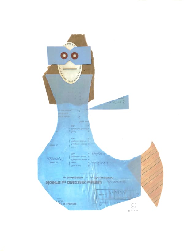 he plays around with forms, patterns and compositions, letting a figure grow organically before gluing it in place.