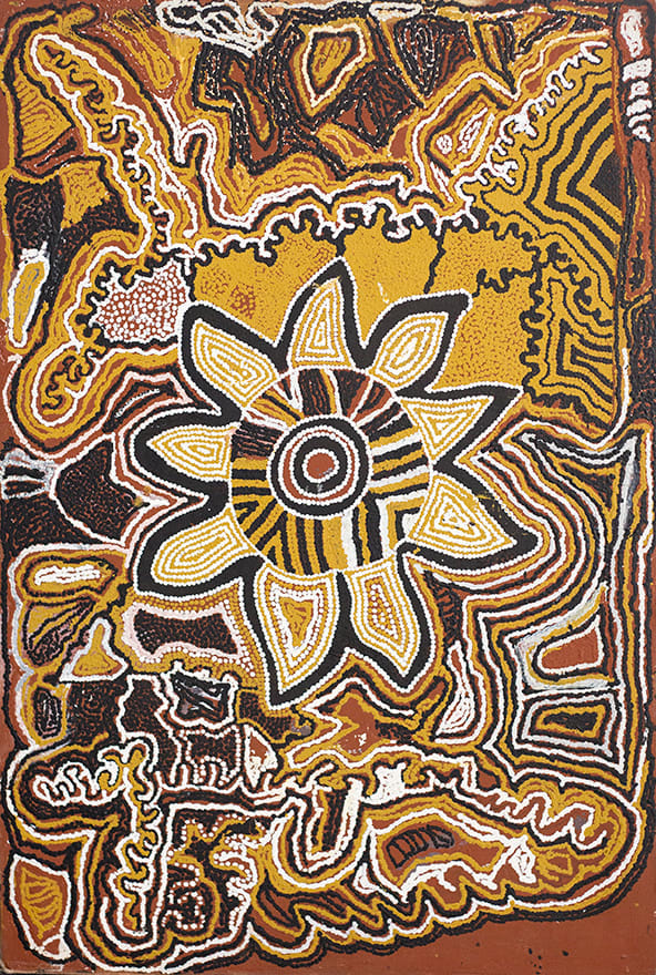 Nowee, acrylic on canvas, Balgo Hills, Aboriginal artist and artwork.