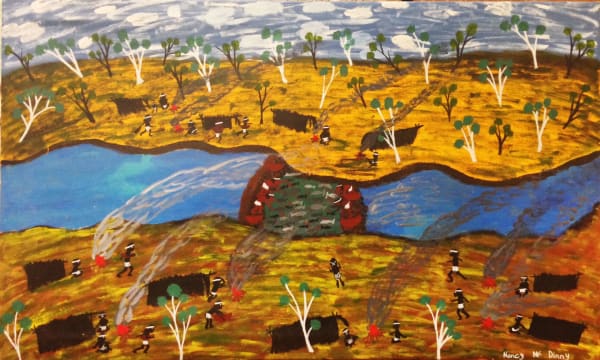 Nancy Mcdinny, acrylic on canvas, Borroloola, Aboriginal artist and artwork.
