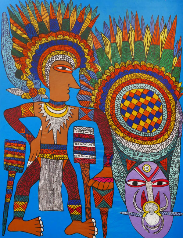 Mathias Kauage, Simbu Culture - Chief with Bilas, 1996