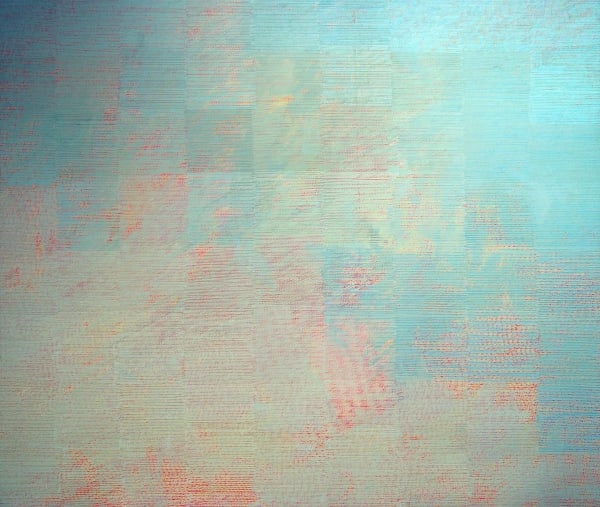 blue oil painting by artist David Whitaker represented by Rebecca Hossack Gallery