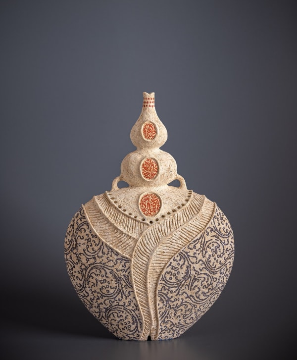 Avital Sheffer hand-built, glazed and stencilled earthenware of Neuma VIII 2022