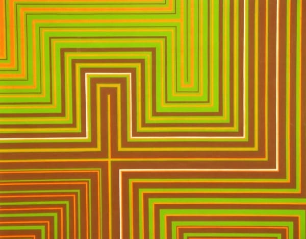 yellow green orange oil painting by artist David Whitaker represented by Rebecca Hossack Gallery