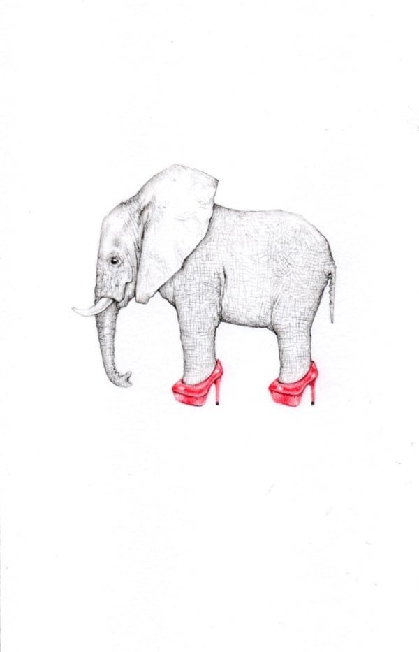 Jackie Case, My Tiny Elephant Wearing Ruby Red Stilettos In The Room, 2017