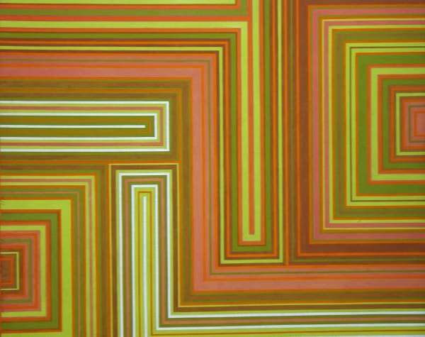 yellow orange green oil painting by artist David Whitaker represented by Rebecca Hossack Gallery