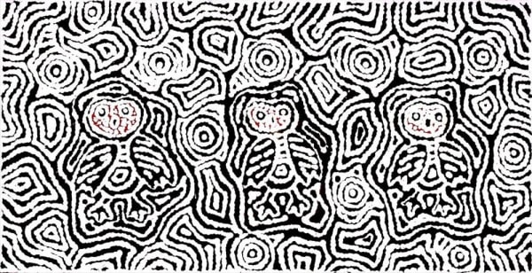 Juliette Nampijinpa Brown, Jarlajirrpi Jukurrpa - Owlet Nightjar Dreaming, 2015