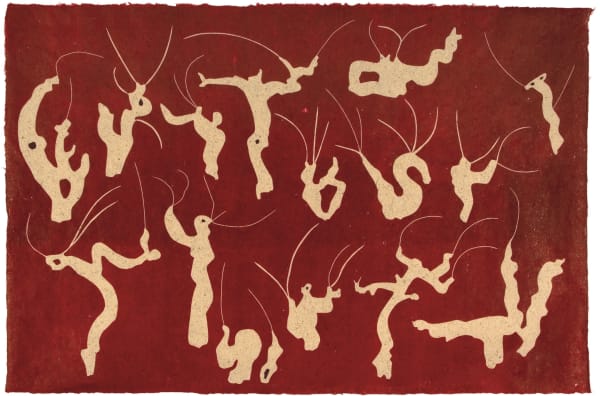 G. W. Bot Australian artist doing printmaking, painting, sculpture, and graphic art, linocut on Korean hanji paper