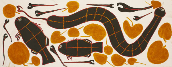 Joe Guymala is an acclaimed Indigenous Aboriginal Australian artist from a remote community in Western Arnhem Land Australia, who is currently being exhibited amongst his contemporary painters at the EXPO Chicago art fair by the Rebecca Hossack Gallery in London.