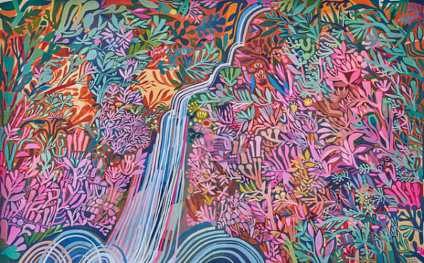 Ashley Amery London based visual artist botanical bright colourful illustration in guache ion paper in series "the end of all our exploring"