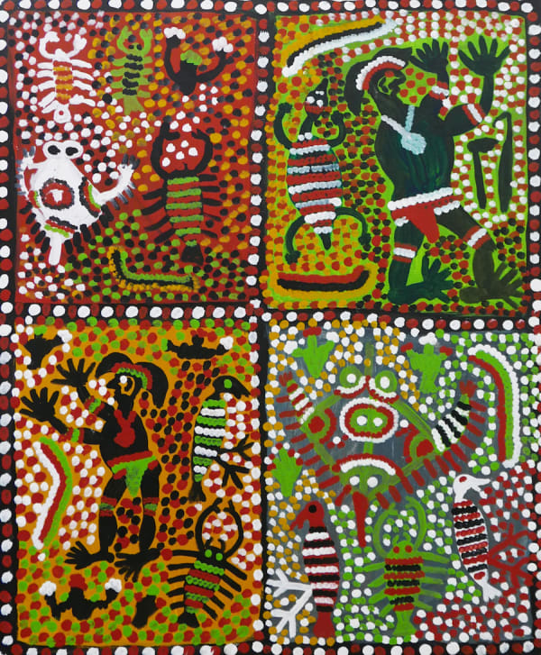 Willie Wilfred Gudipi, synthetic polymer paint on canvas, Ngukurr, Aboriginal artist and artwork.