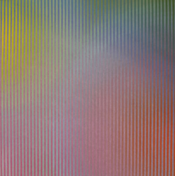 yellow red and green multi-colour oil painting by artist David Whitaker represented by Rebecca Hossack Gallery