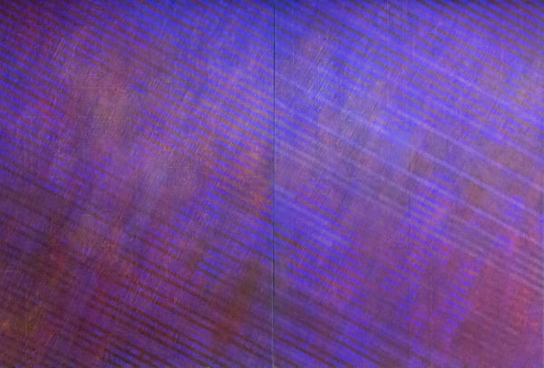 purple and red multi-colour oil painting by artist David Whitaker represented by Rebecca Hossack Gallery