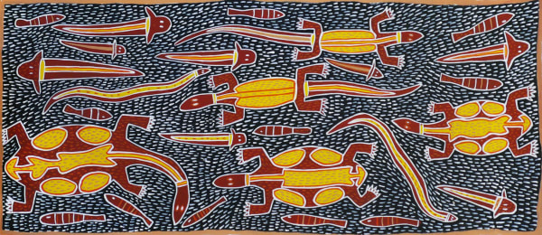 Amy Johnson, Sambo Barra Barra, synthetic polymer paint on canvas, Ngukurr, Aboriginal artist and artwork.