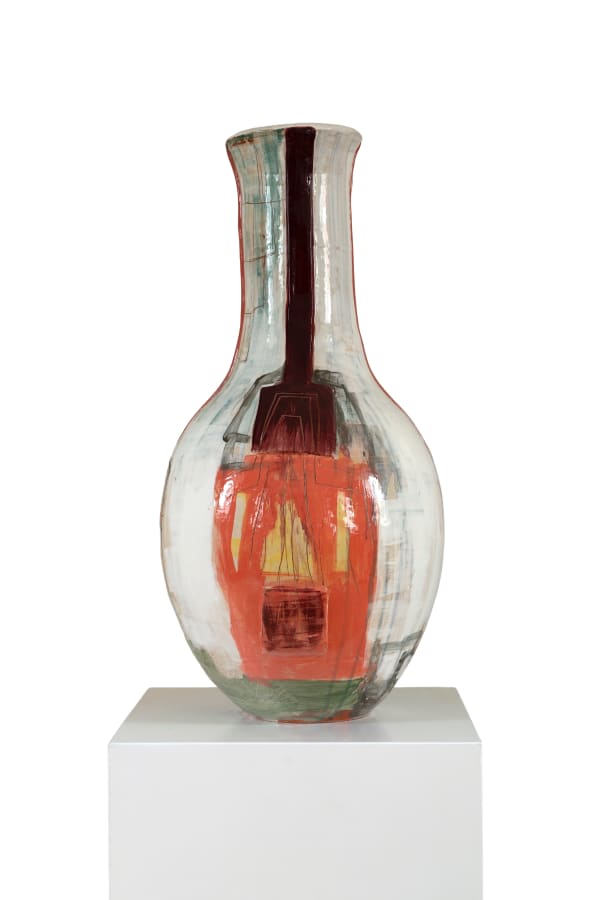 Morten Lassen, 2025, hand painted and hand glazed ceramic vessel, 2025, contemporary artist, danish artist, Copenhagen. Rebecca Hossack Art Gallery London.