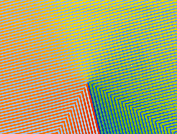 pink yellow green and blue multi-colour painting by artist David Whitaker represented by Rebecca Hossack Gallery