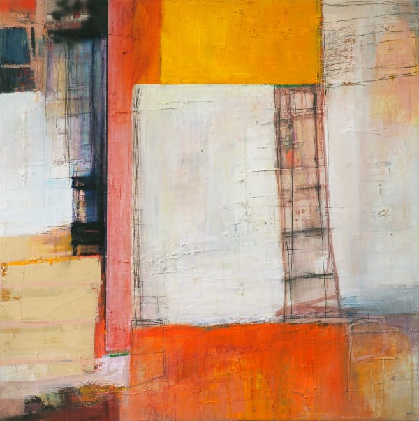 Danish artist, Copenhagen, Morten Lassen, expressive abstract painting, oil on canvas/paper, bold * colour and texture, geometric