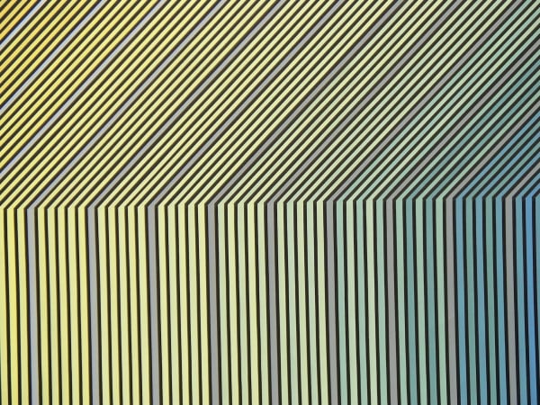 yellow and blue oil painting by artist David Whitaker represented by Rebecca Hossack Gallery