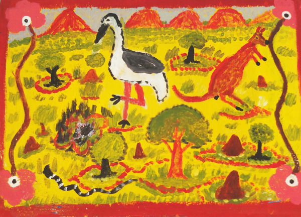 Dinah Garadtji, synthetic polymer paint on linen, Ngukurr, Aboriginal artist and artwork.