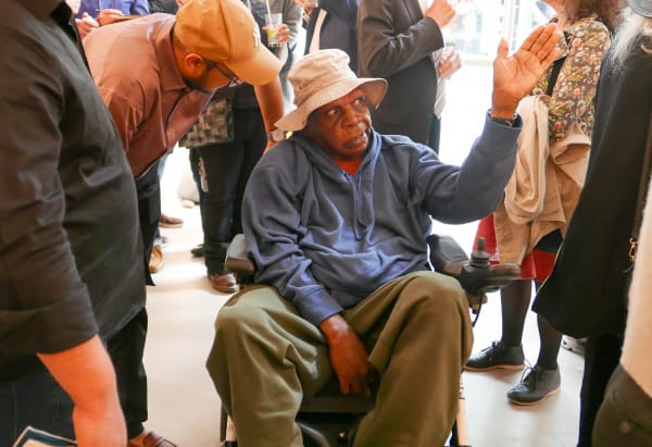 Adrian Jangala Robertson, Adrian at his Exhibition Opening, 2024