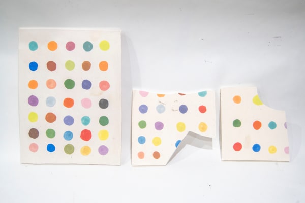 Fragments of stoneware decorated with multicoloured polka-dots Fragments of p